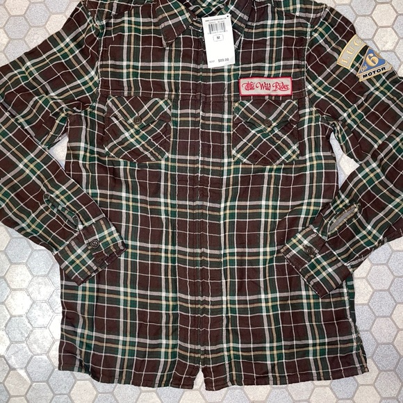 Lucky Brand Flannel Zip-Up Shirt - Size Medium - Picture 2 of 8